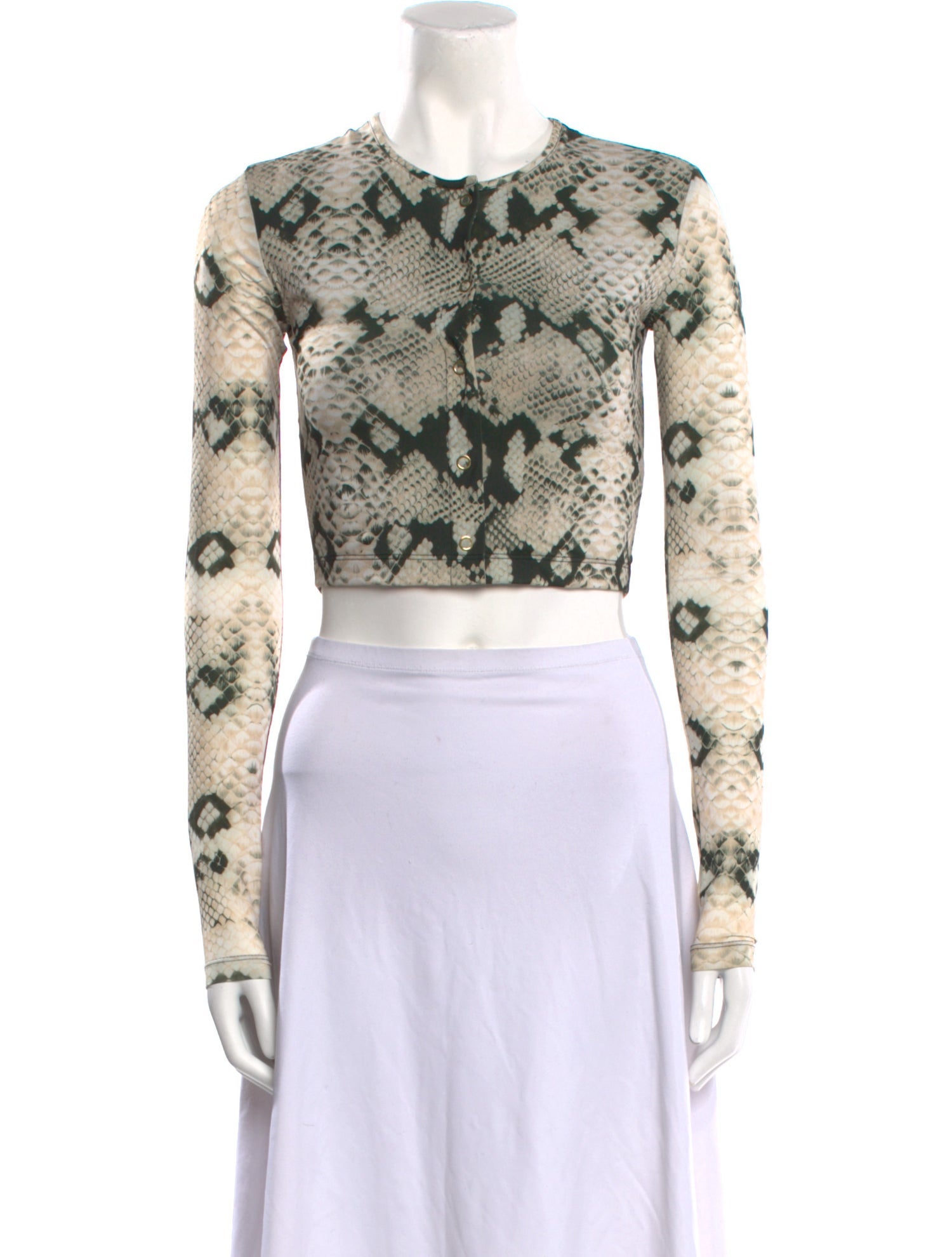 Roberto Cavalli Printed Crew Neck Crop Top