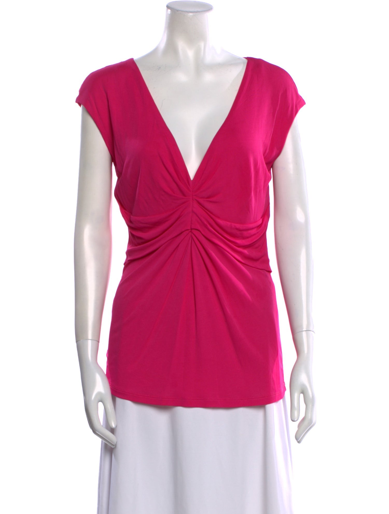 Roberto Cavalli Plunge Neckline Short Sleeve Blouse