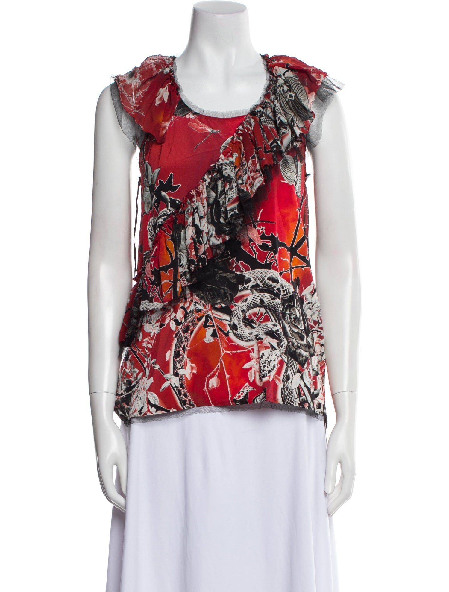 Roberto Cavalli Silk Floral Print Top