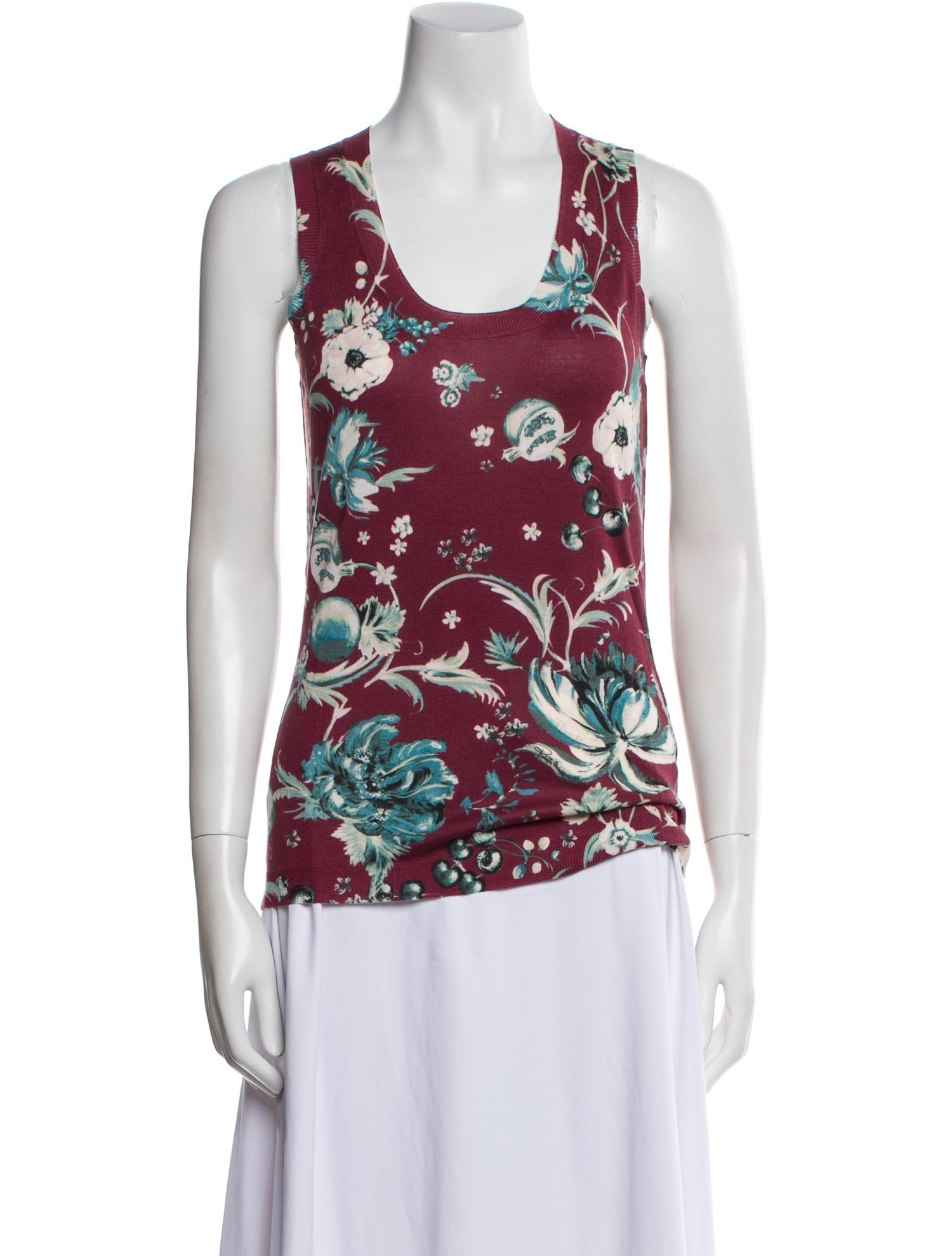 Roberto Cavalli Floral Print Scoop Neck Top