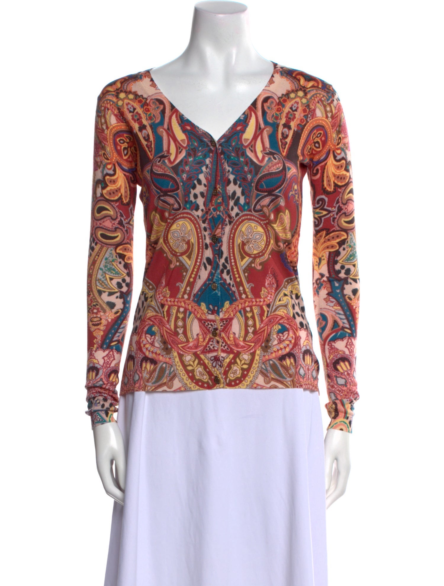 Roberto Cavalli Paisley Print V-Neck Top