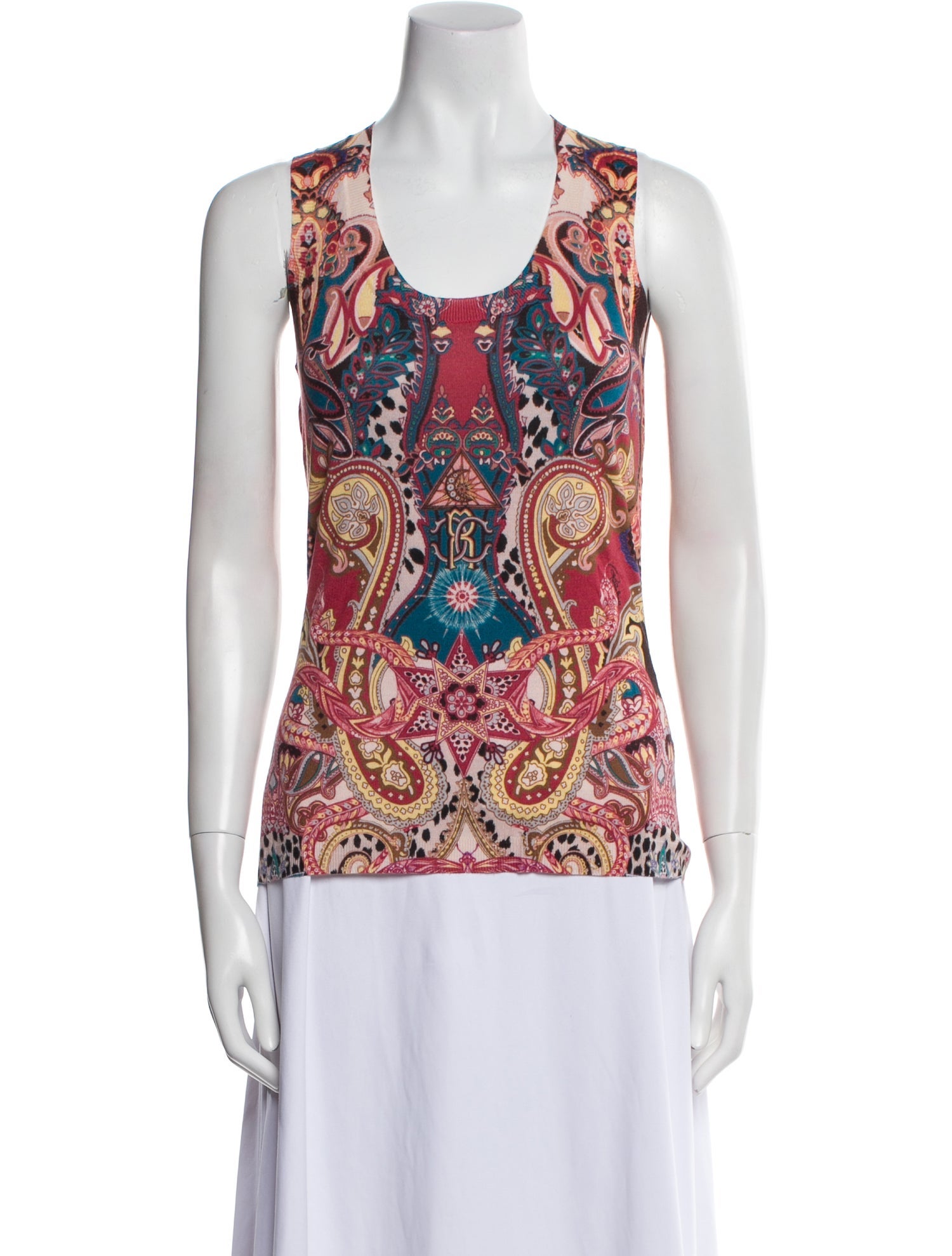 Roberto Cavalli Paisley Print Scoop Neck Top