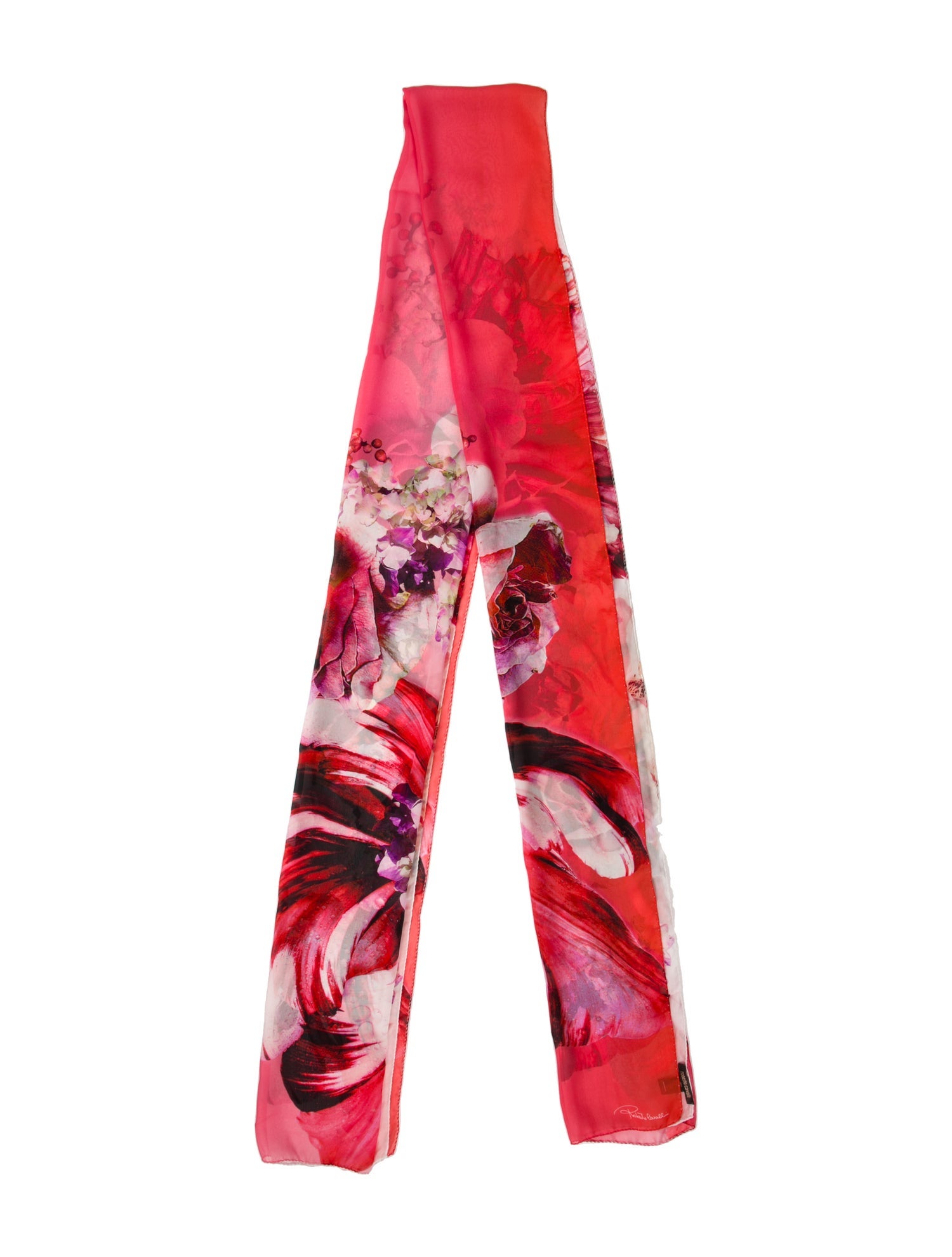 Roberto Cavalli Silk Floral Print Scarf