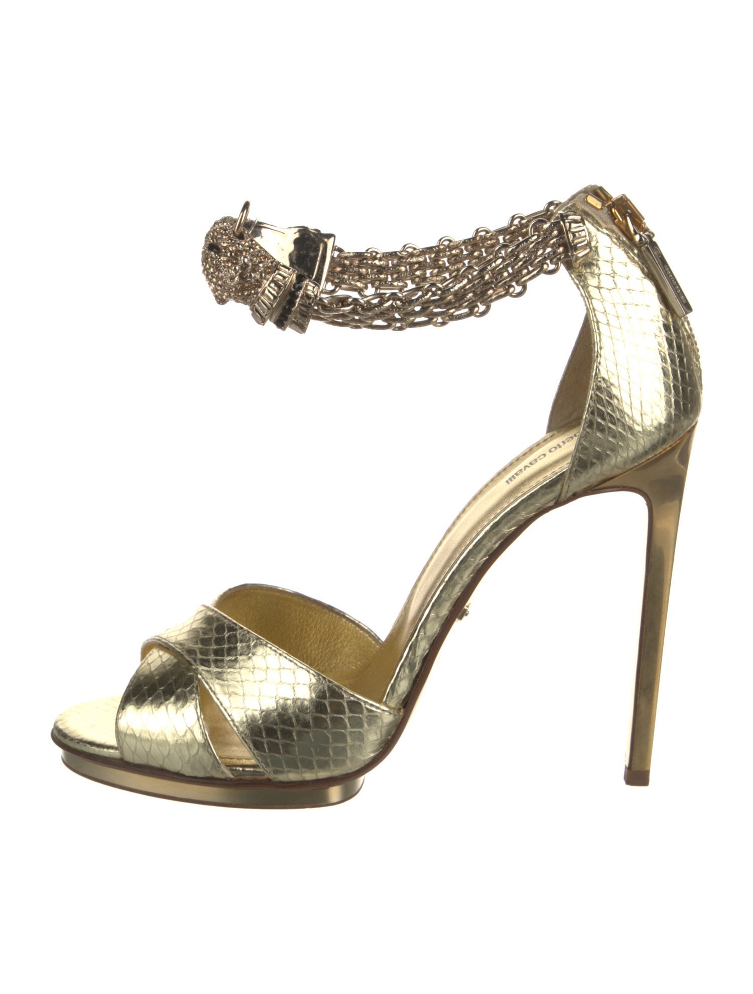 Roberto Cavalli Leather Chain-Link Accents Sandals