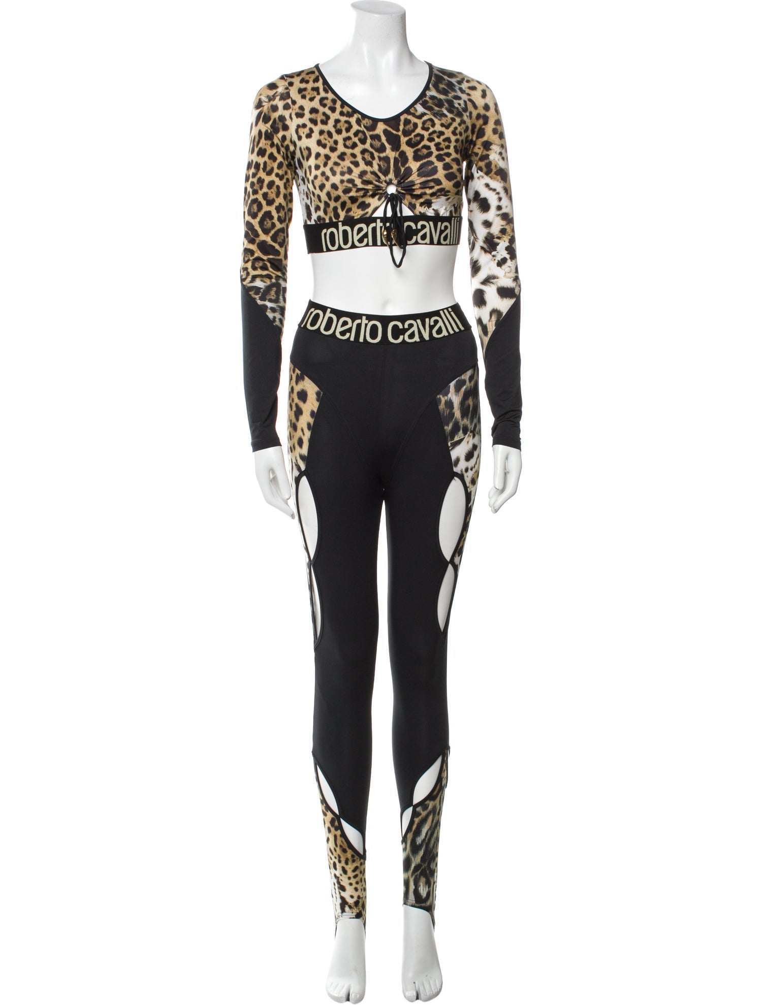 Roberto Cavalli Animal Print Cutout Accent Pant Set
