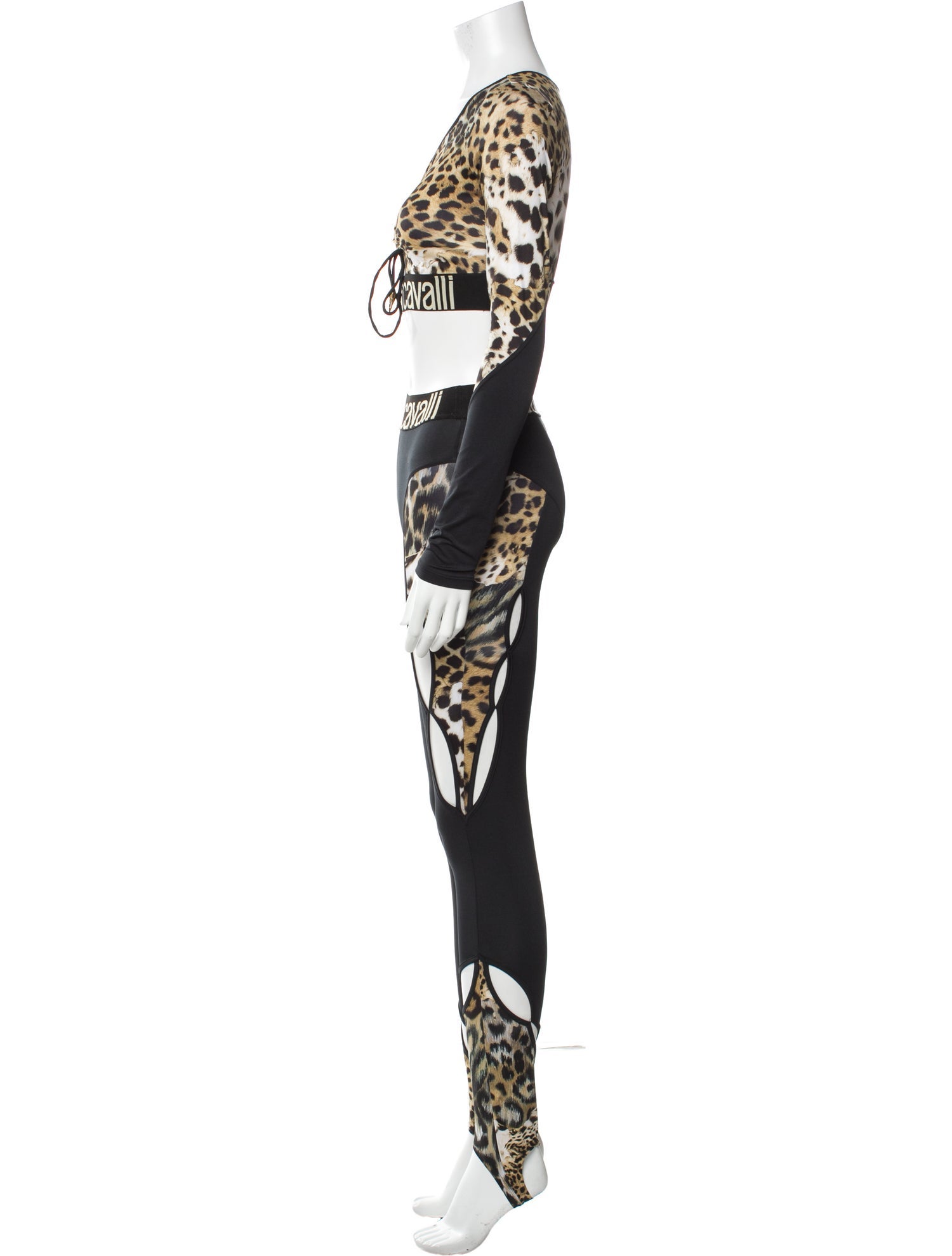 Roberto Cavalli Animal Print Cutout Accent Pant Set