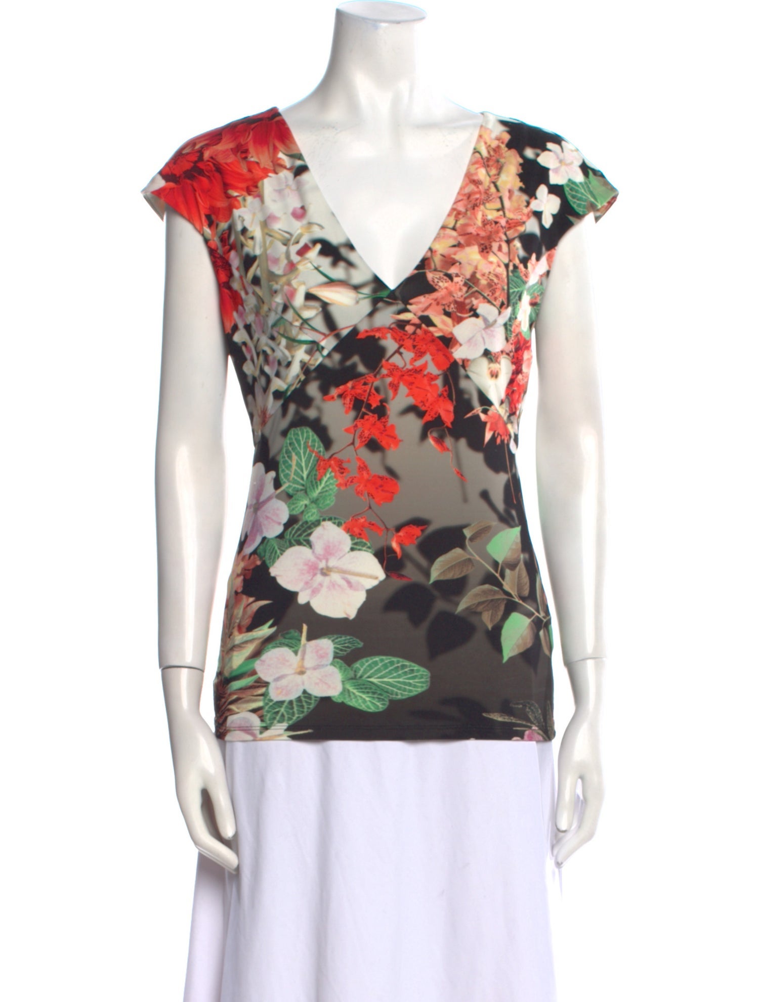Roberto Cavalli Nylon Floral Print Blouse