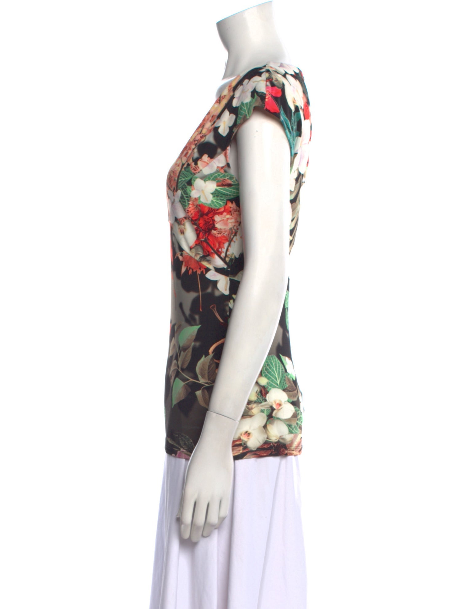 Roberto Cavalli Nylon Floral Print Blouse