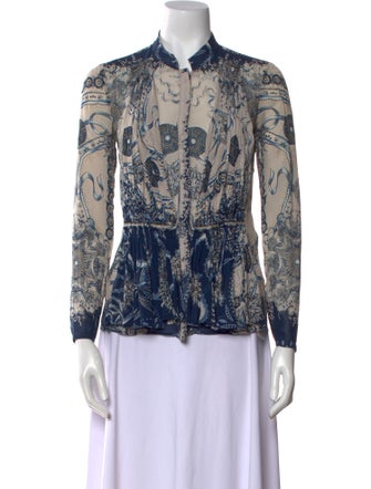 Roberto Cavalli Silk Printed Button-Up Top