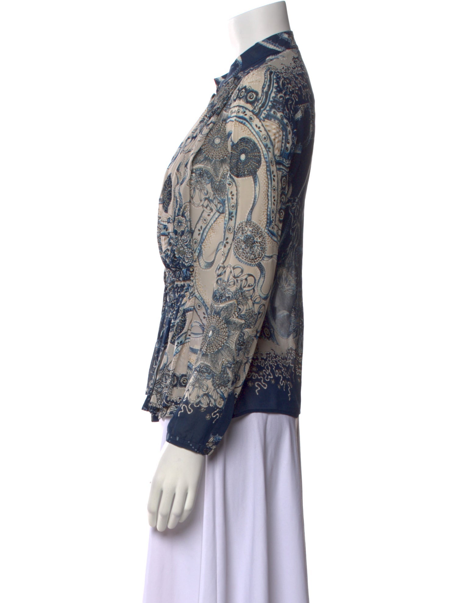 Roberto Cavalli Silk Printed Button-Up Top