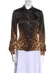 Roberto Cavalli Silk Animal Print Button-Up Top