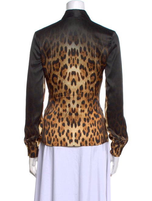 Roberto Cavalli Silk Animal Print Button-Up Top