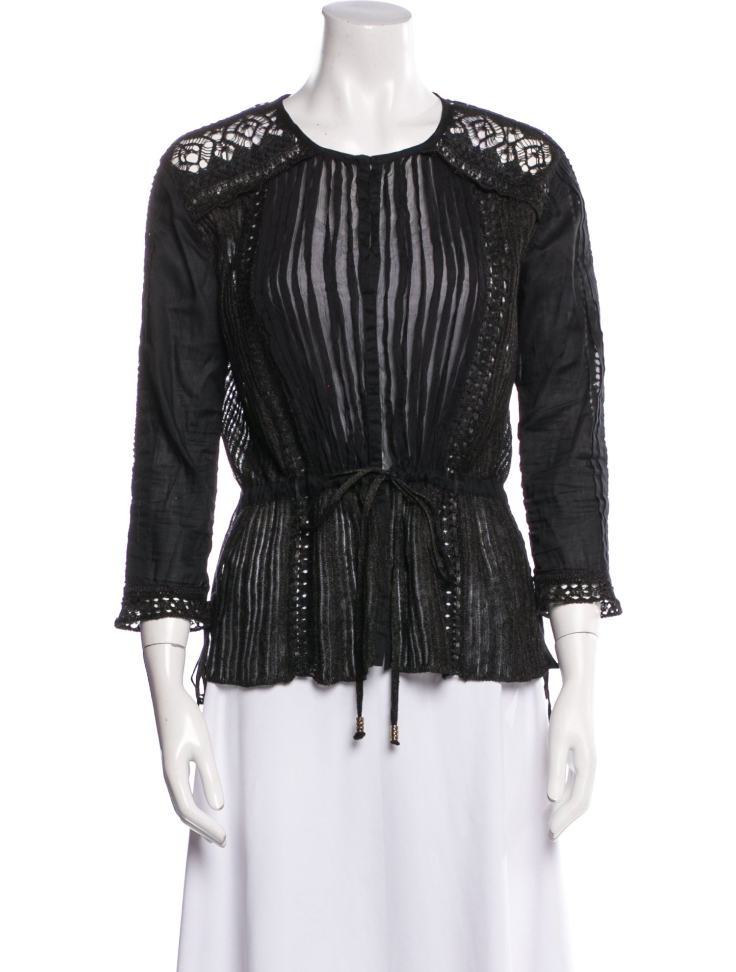 Roberto Cavalli Scoop Neck Three-Quarter Sleeve Blouse