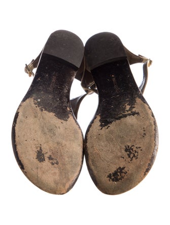 Roberto Cavalli Leather Animal Print Flip Flops