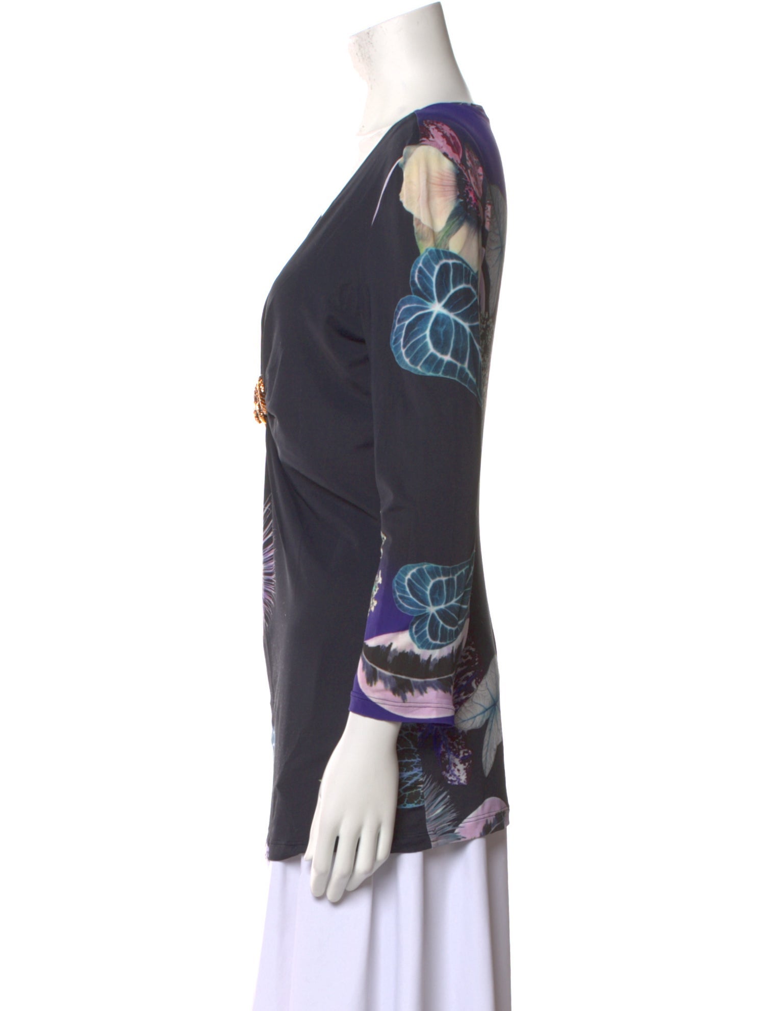 Roberto Cavalli Jersey Floral Print Top