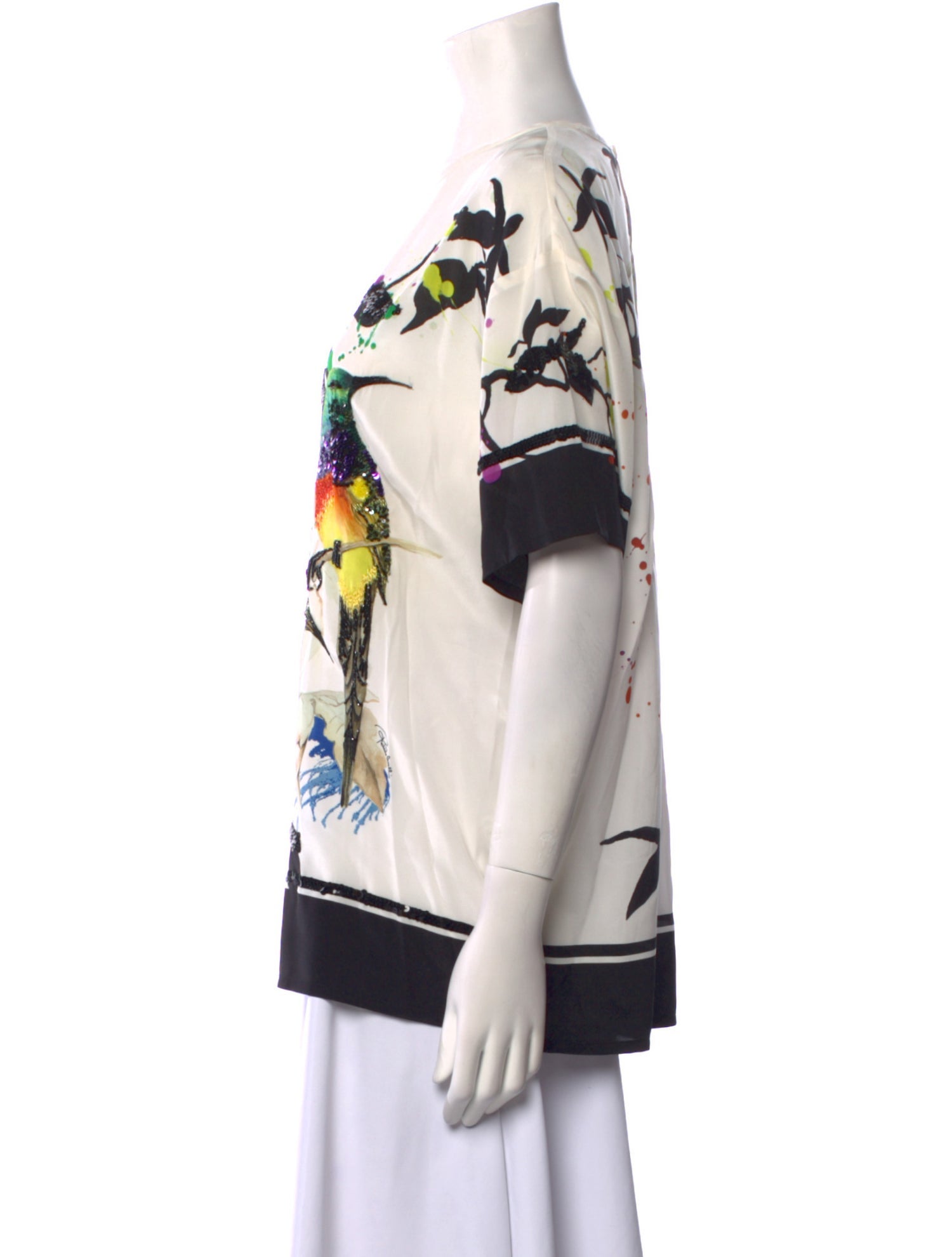 Roberto Cavalli Silk Floral Print T-Shirt