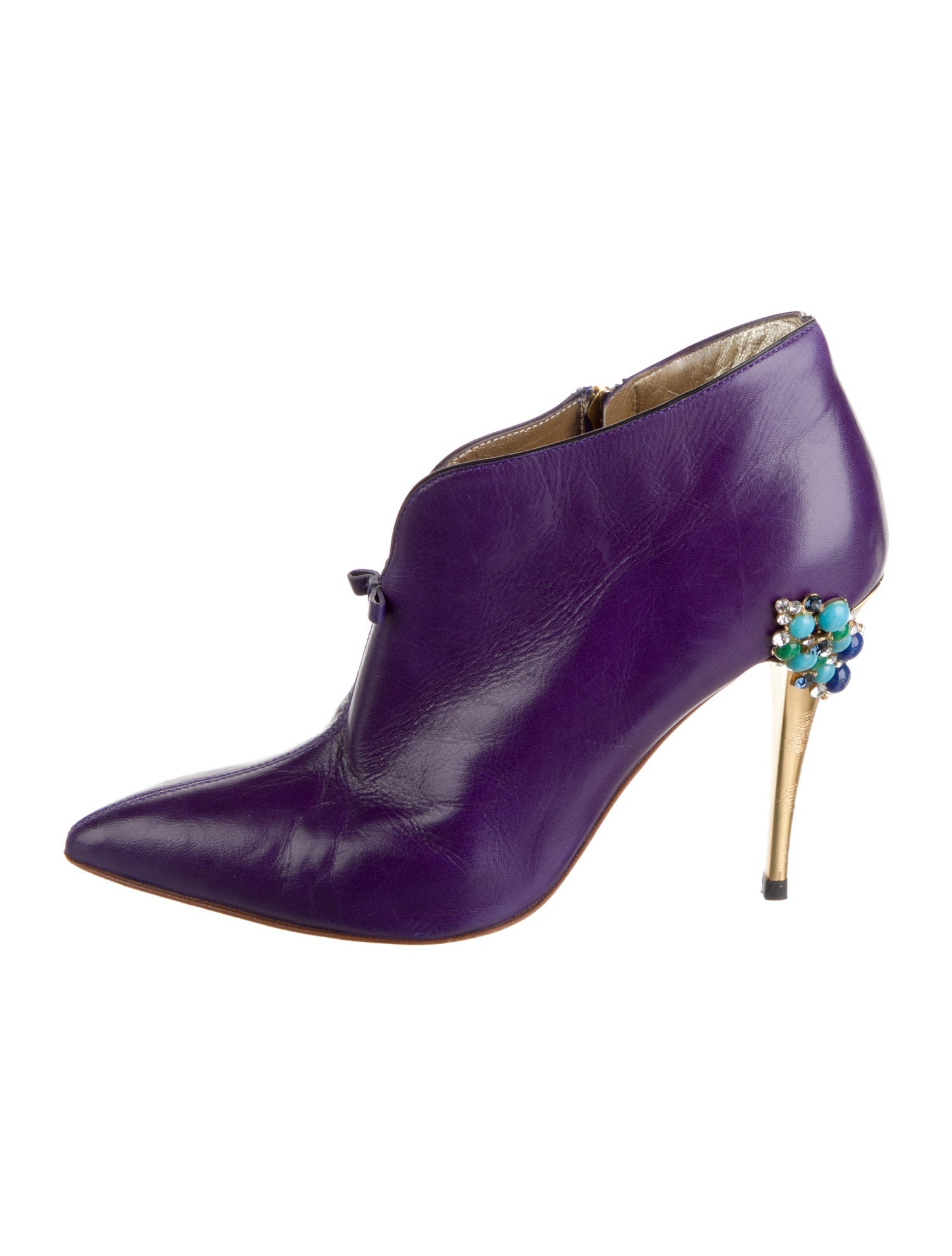 Roberto Cavalli Leather Bow Accents Lace-Up Boots