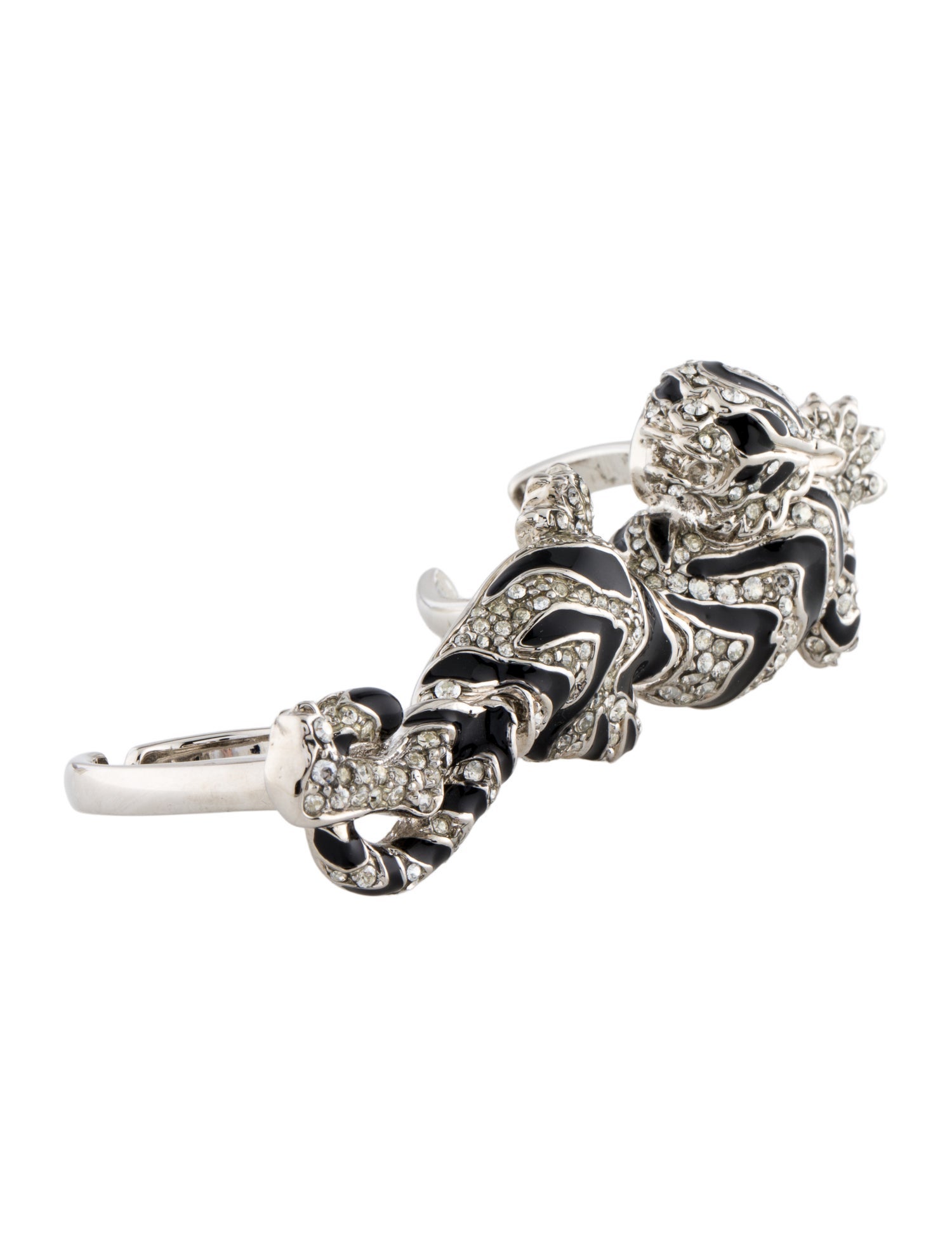 Roberto Cavalli Crystal & Enamel Tiger Cocktail Ring