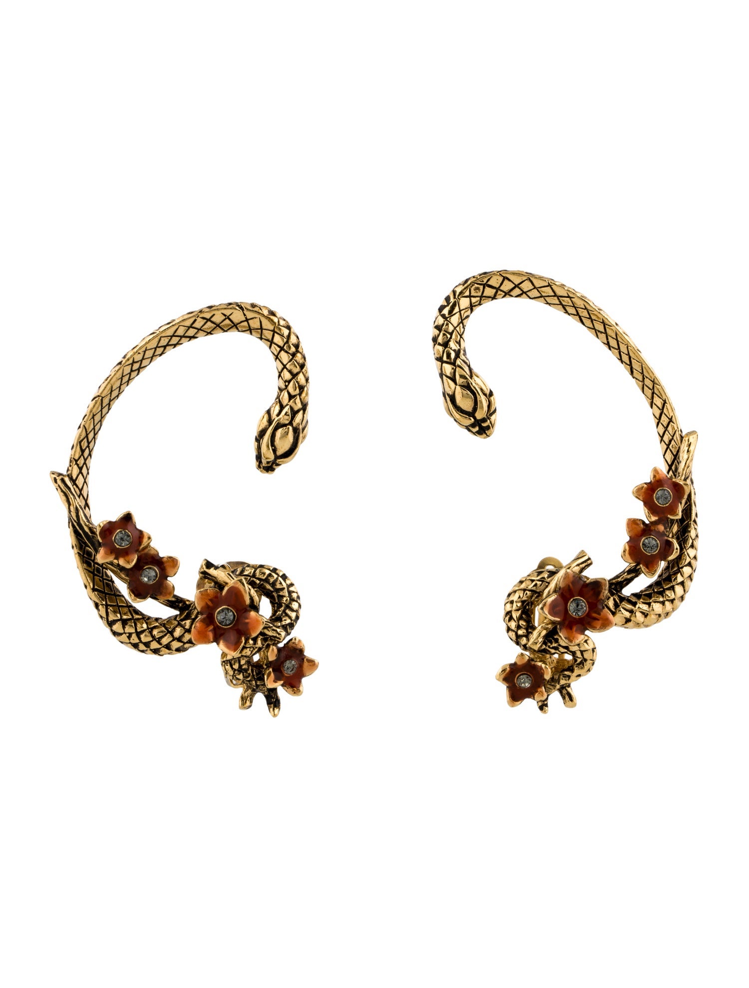 Roberto Cavalli Snake Floral Clip-On Ear Cuffs