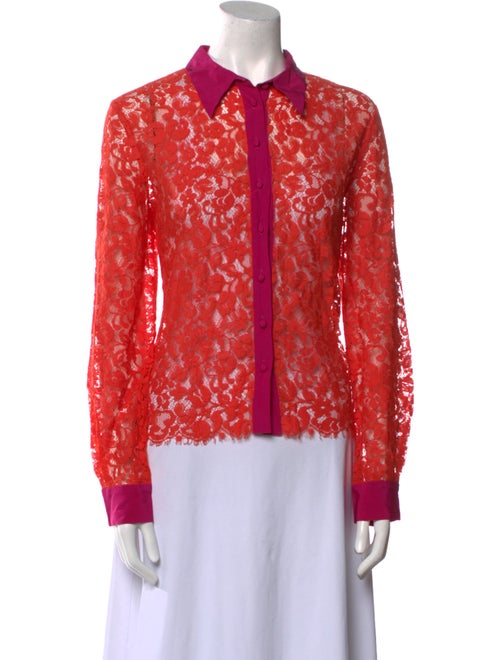 Roberto Cavalli Lace Pattern Long Sleeve Button-Up Top