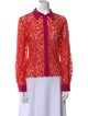 Roberto Cavalli Lace Pattern Long Sleeve Button-Up Top