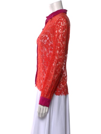 Roberto Cavalli Lace Pattern Long Sleeve Button-Up Top