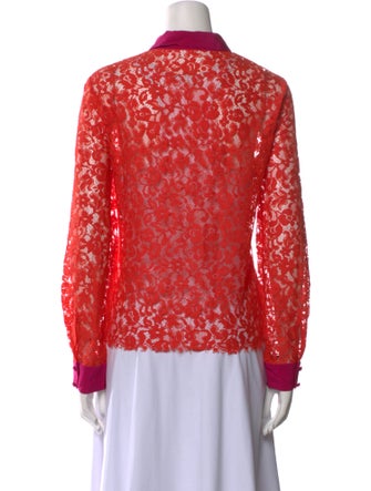 Roberto Cavalli Lace Pattern Long Sleeve Button-Up Top