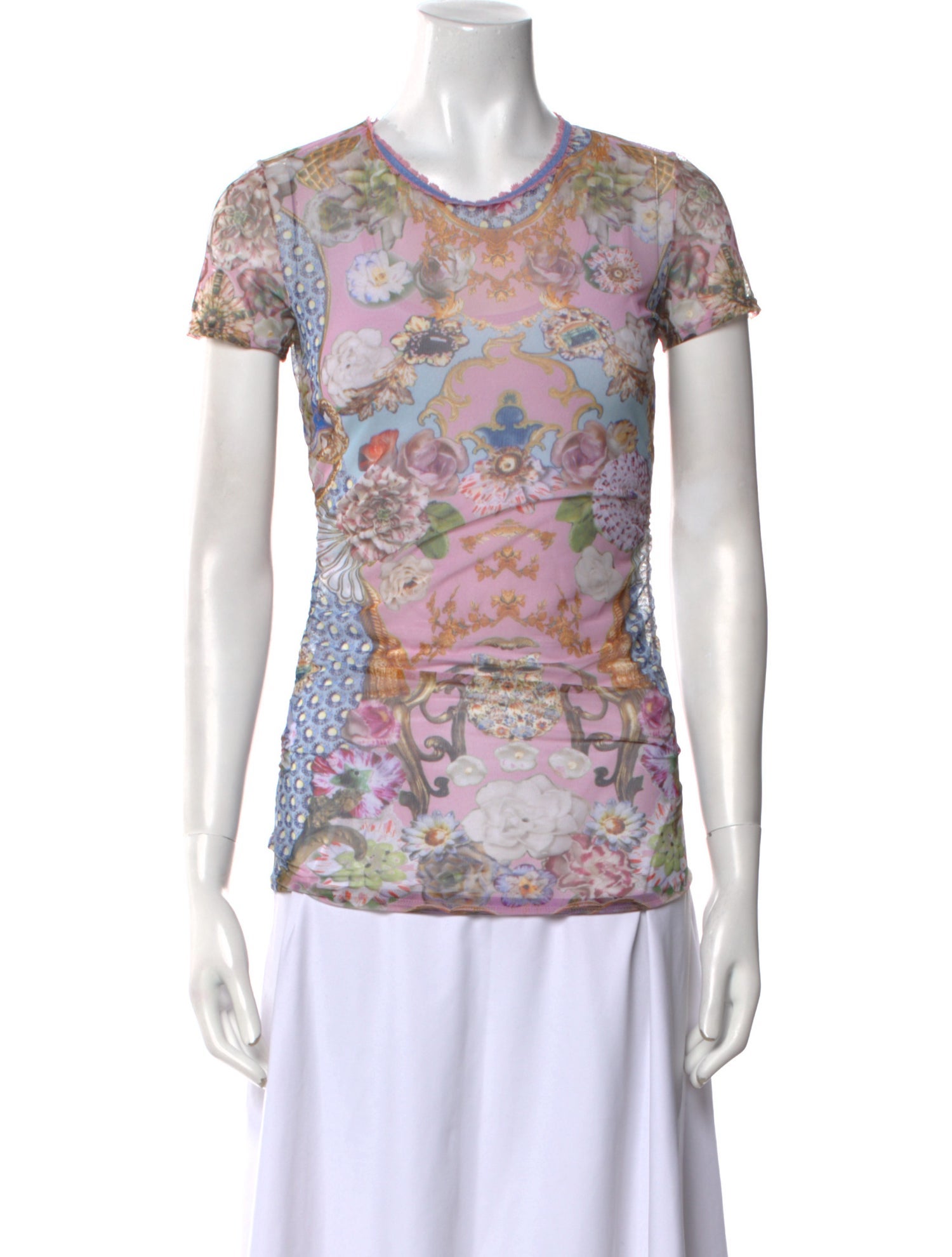 Roberto Cavalli Floral Print Crew Neck T-Shirt w/ Tags