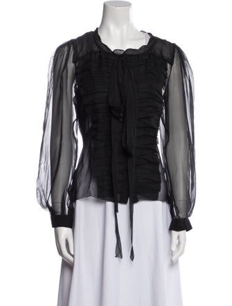 Roberto Cavalli Scoop Neck Long Sleeve Blouse