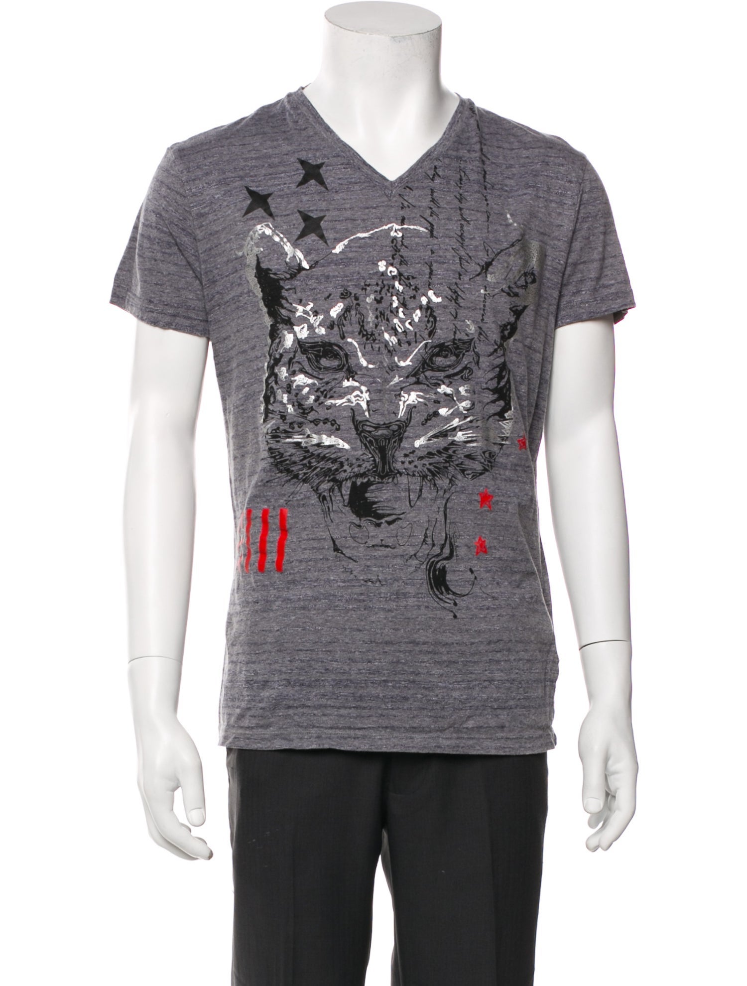 Roberto Cavalli Graphic Print V-Neck T-Shirt