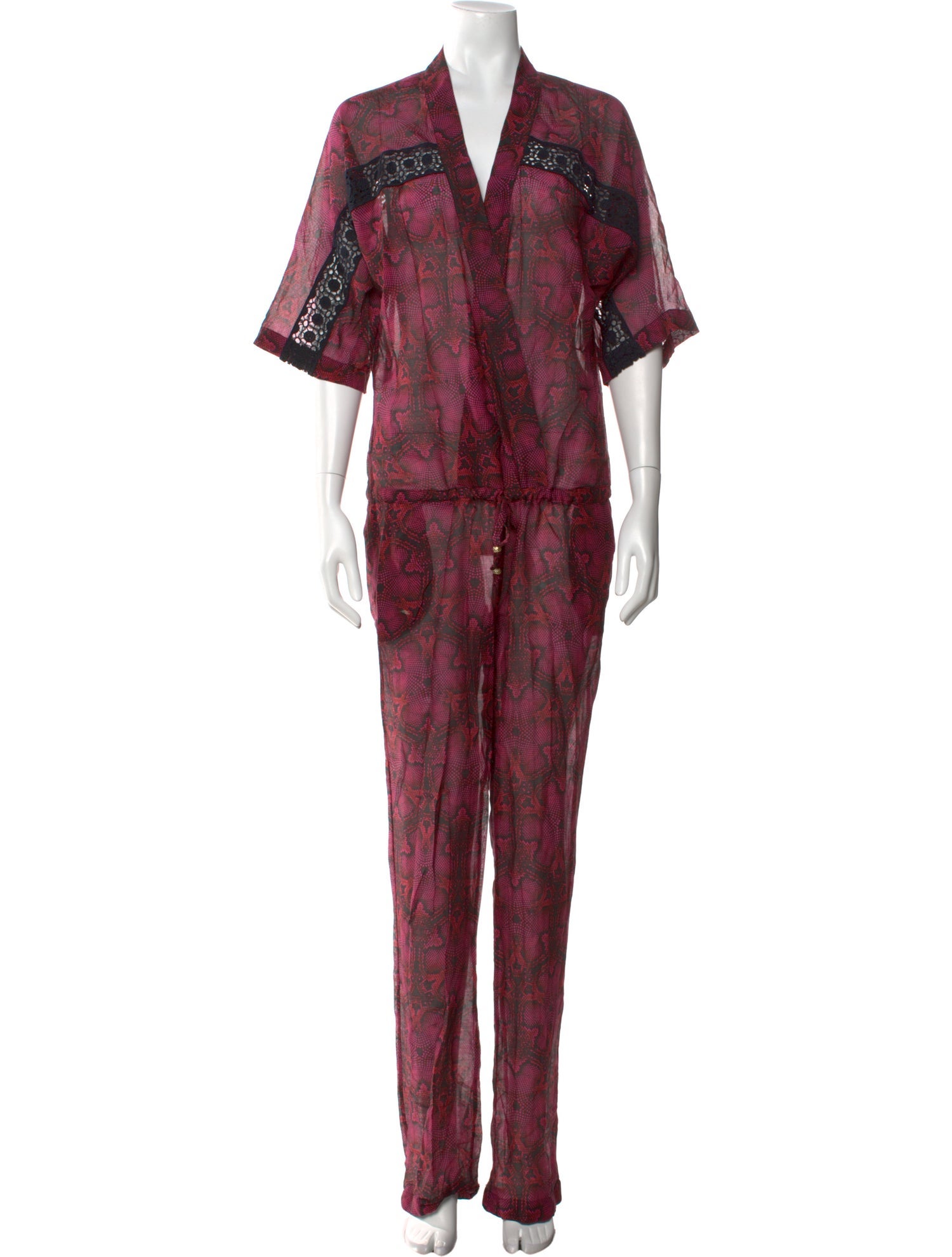 Roberto Cavalli Printed V-Neck Jumpsuit