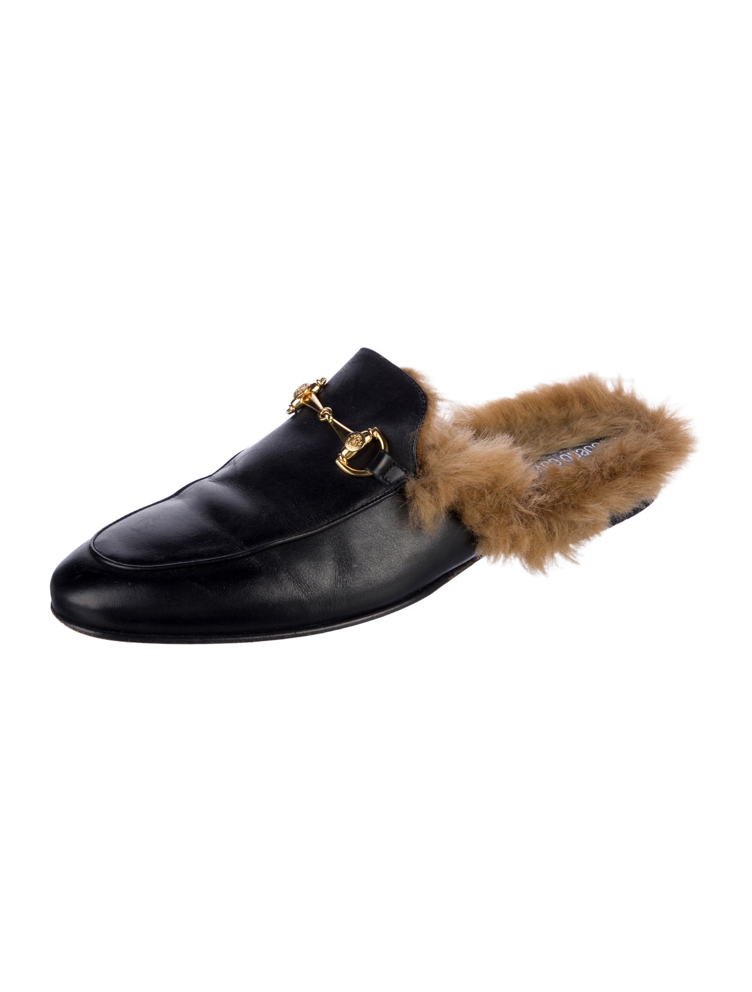 Roberto Cavalli Leather Fur Trim Espadrilles