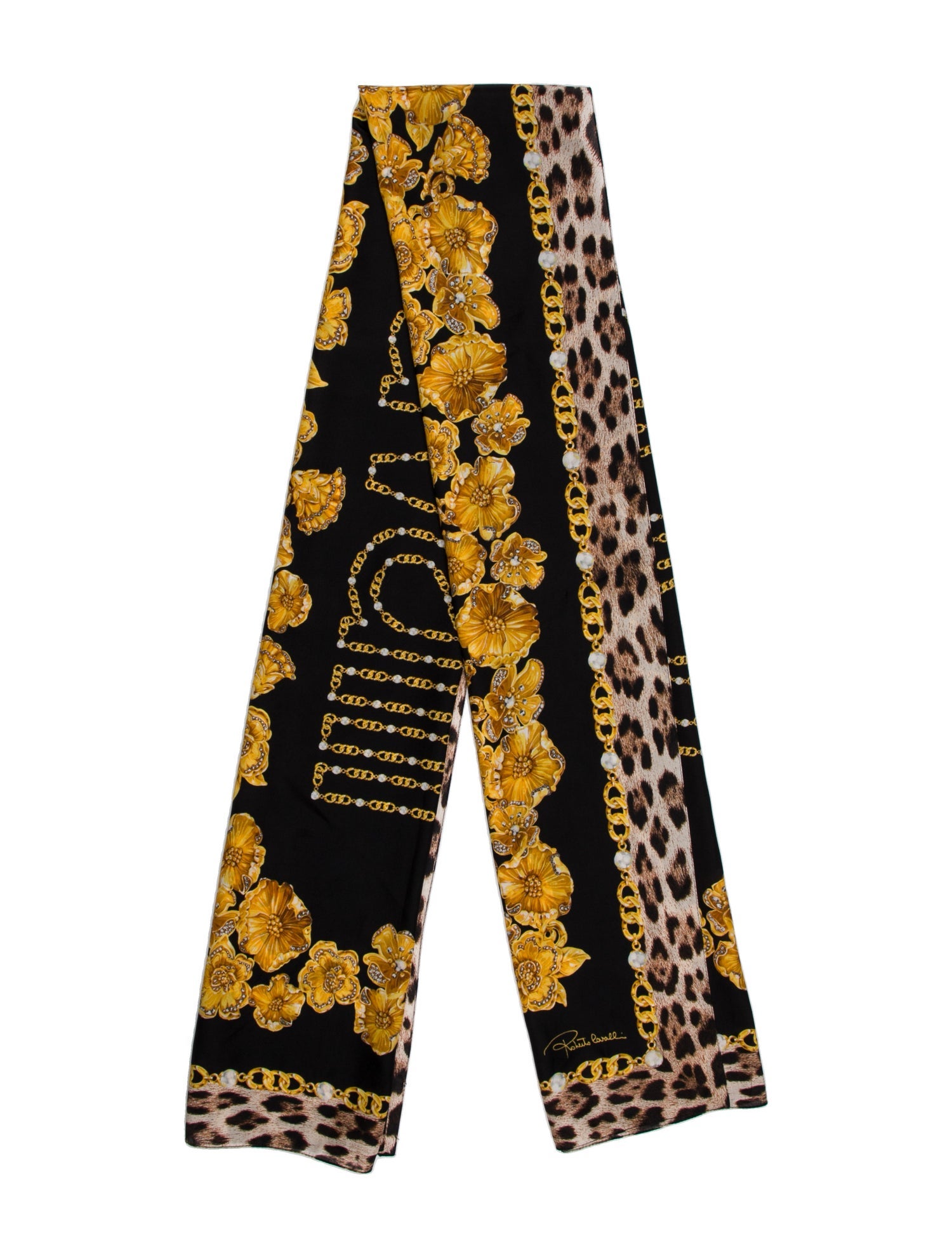 Roberto Cavalli Silk Floral Print Scarf