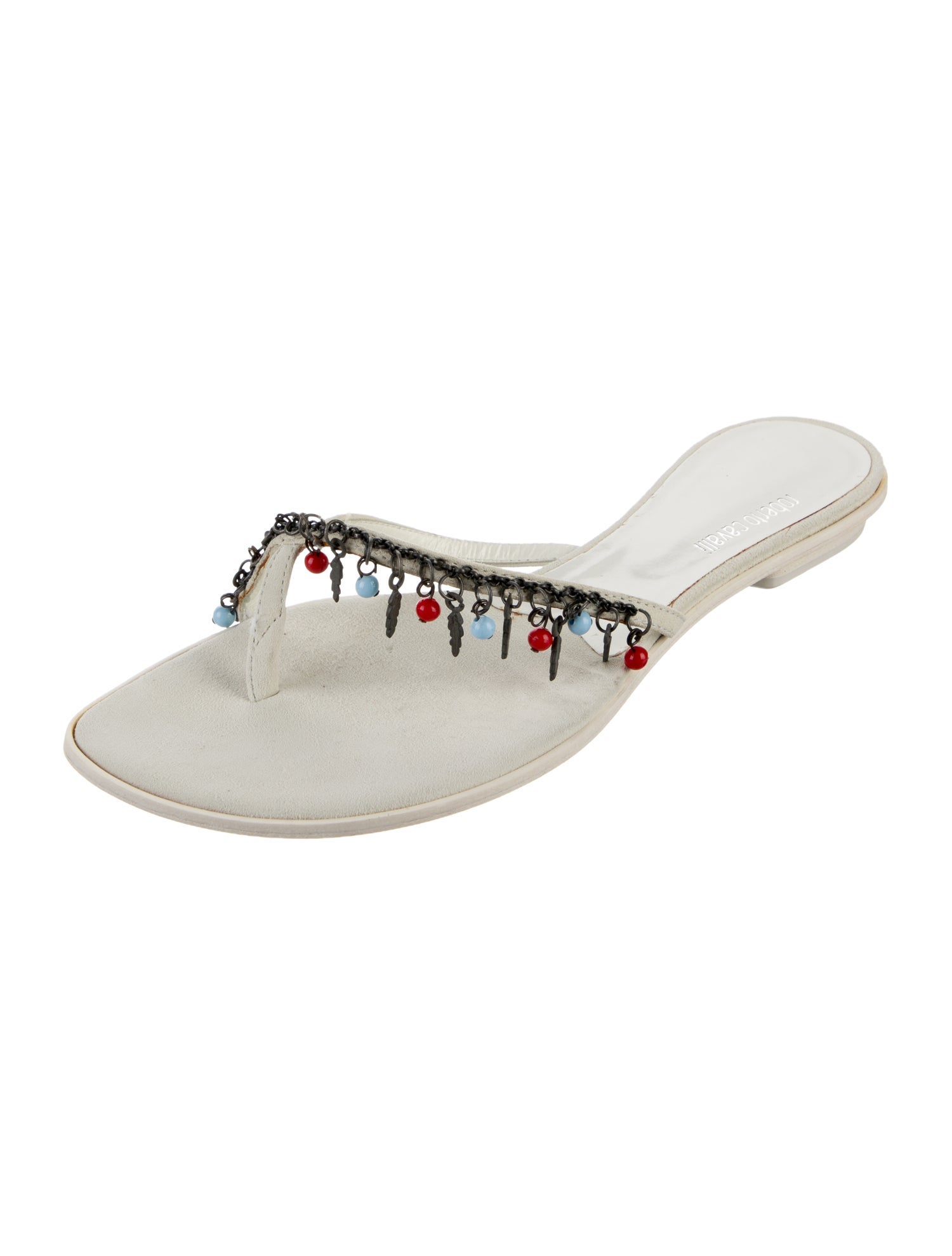 Roberto Cavalli Suede Beaded Accents Slides