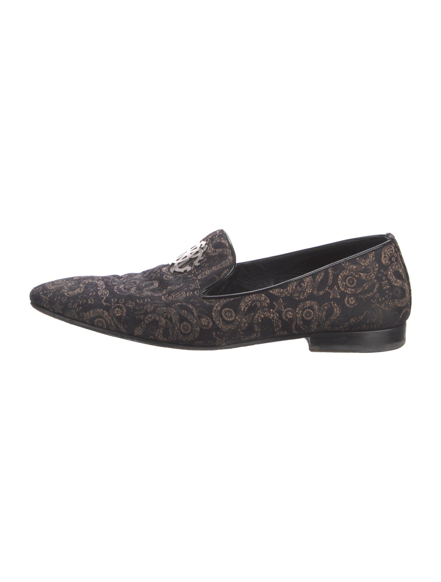 Roberto Cavalli Printed Leather Trim Embellishment Loafers