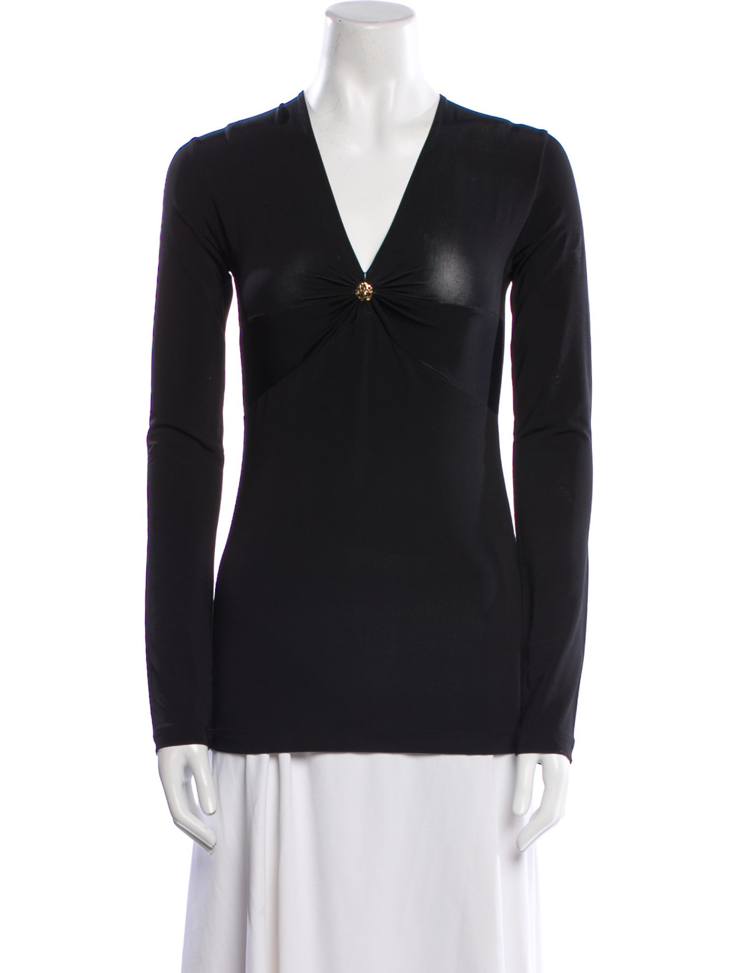 Roberto Cavalli Virgin Wool V-Neck Top