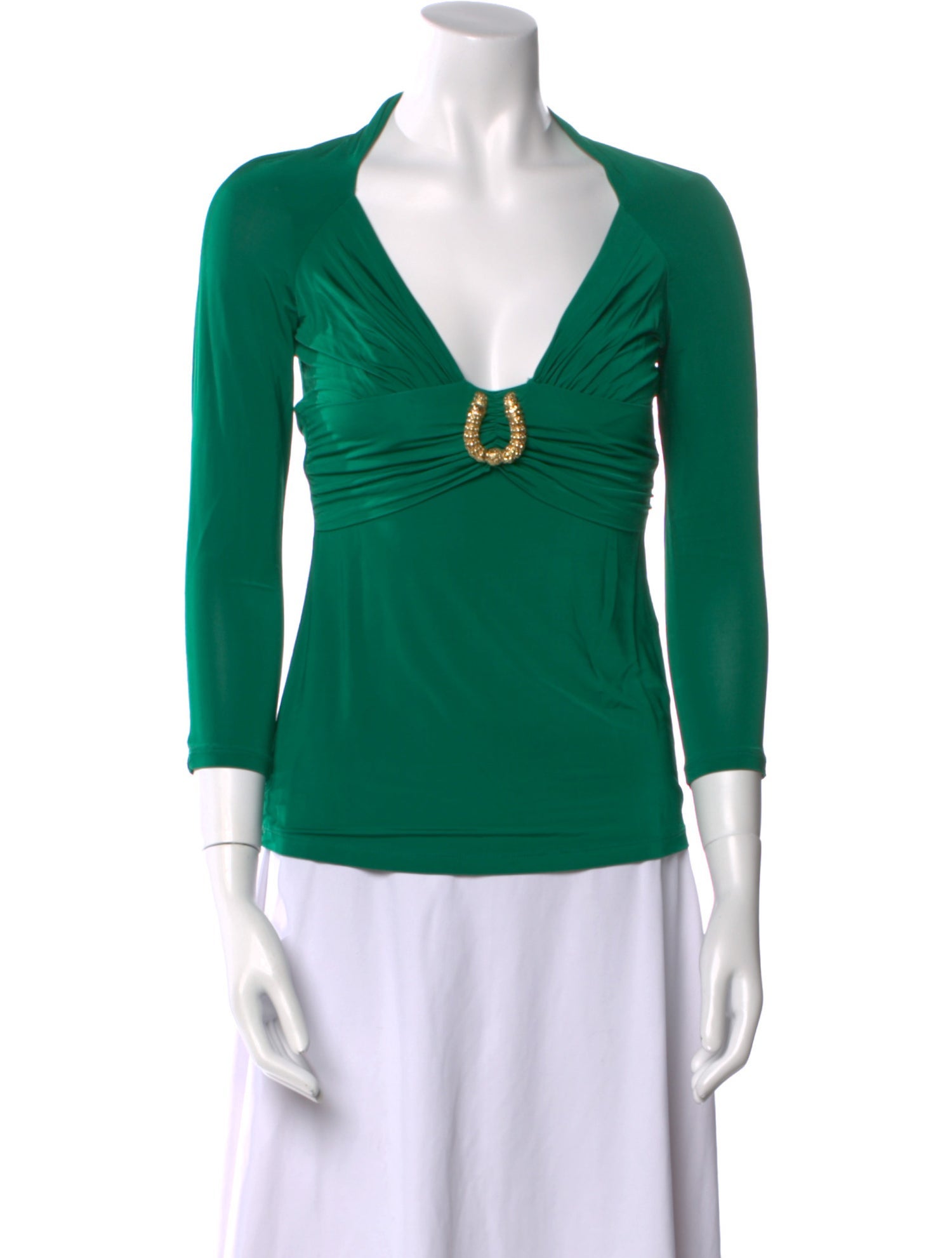 Roberto Cavalli V-Neck Three-Quarter Sleeve Blouse