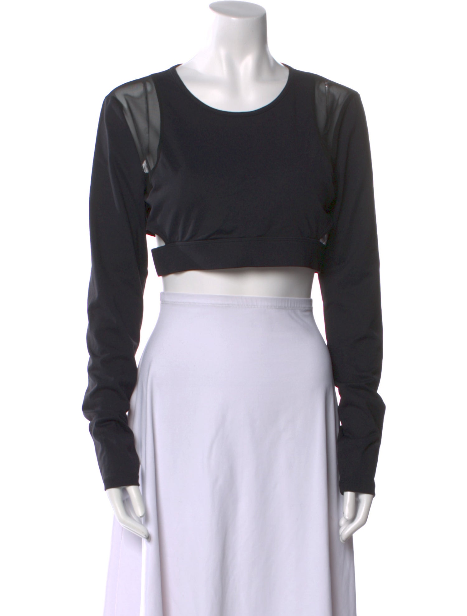 Roberto Cavalli Scoop Neck Long Sleeve Crop Top