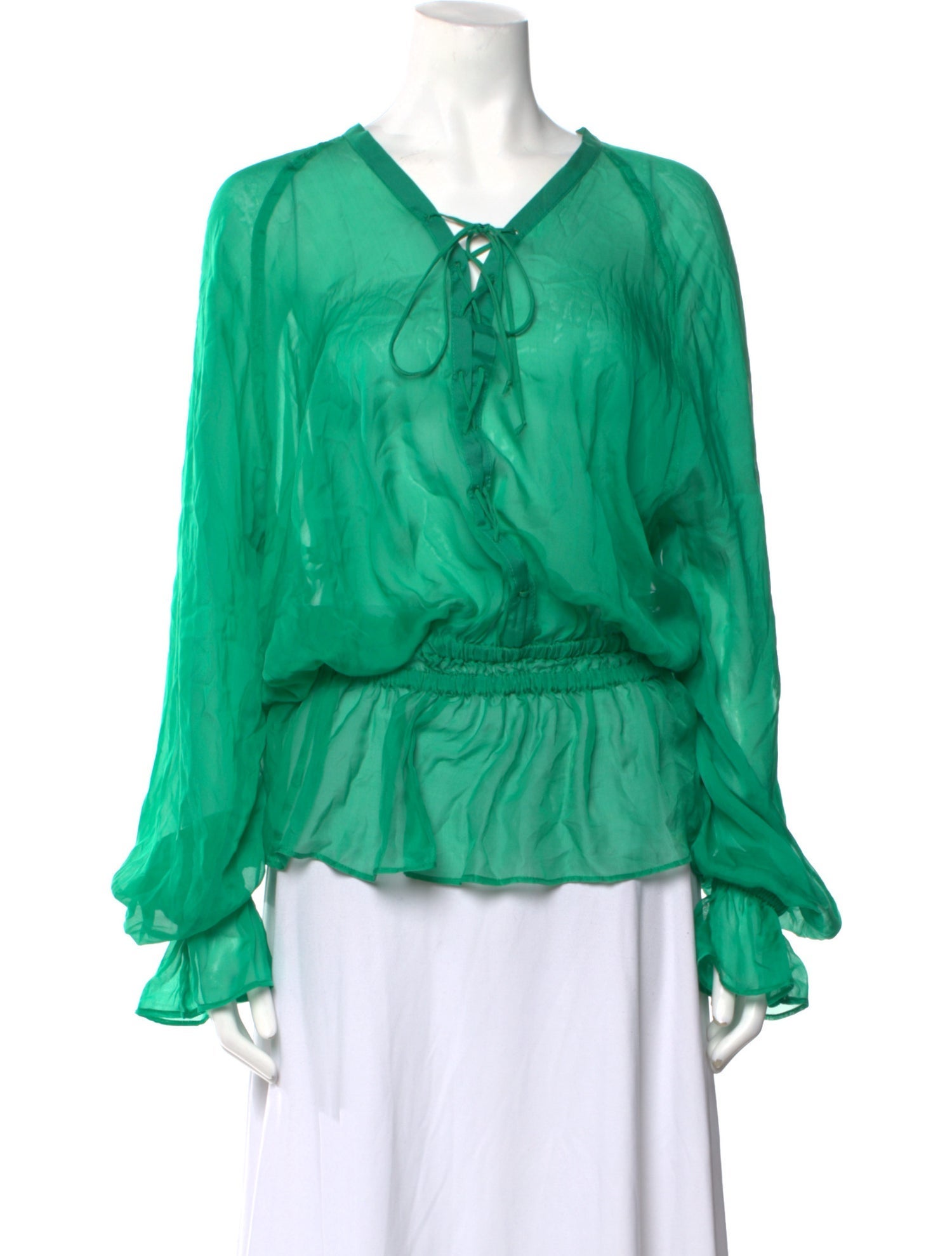 Roberto Cavalli Tie Neck Long Sleeve Blouse