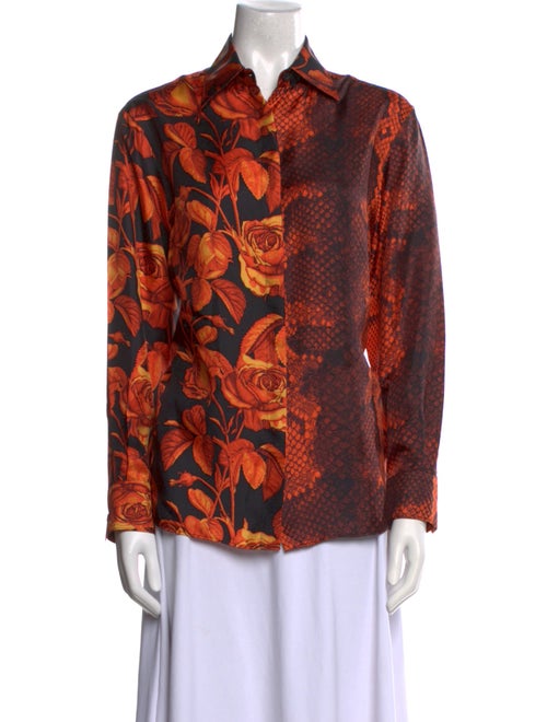 Roberto Cavalli Silk Printed Button-Up Top