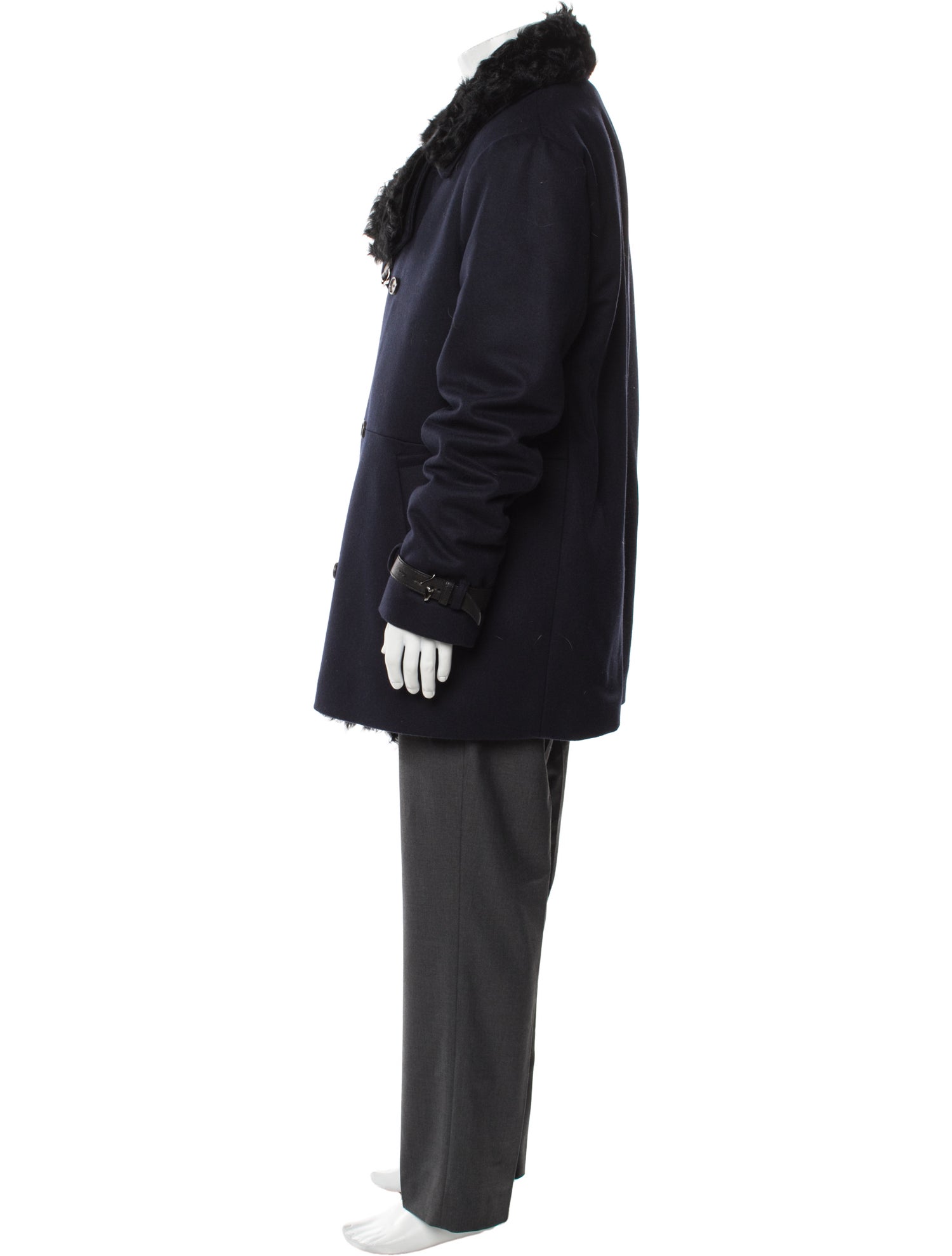 Roberto Cavalli Broadtail Trim Wool Peacoat