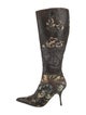 Roberto Cavalli Leather Floral Print Boots