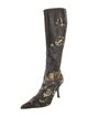 Roberto Cavalli Leather Floral Print Boots