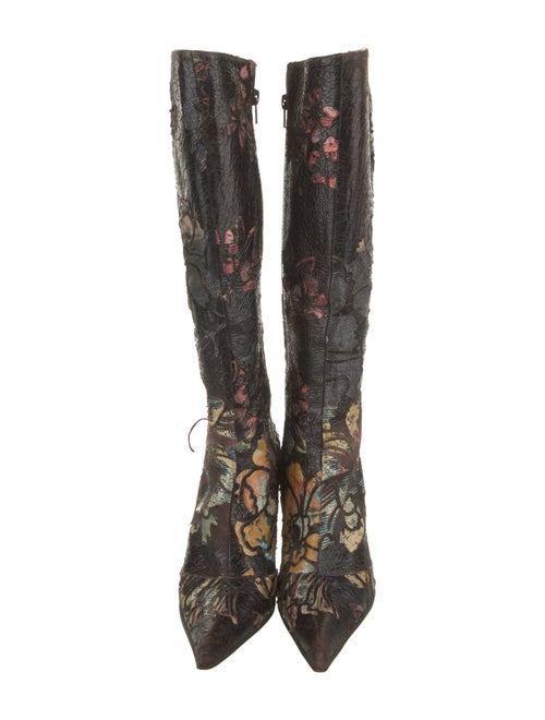 Roberto Cavalli Leather Floral Print Boots