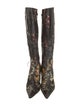 Roberto Cavalli Leather Floral Print Boots