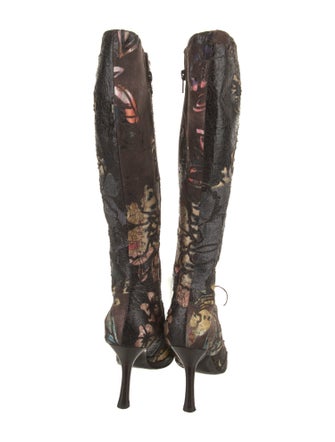 Roberto Cavalli Leather Floral Print Boots