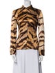 Roberto Cavalli Silk Animal Print Button-Up Top