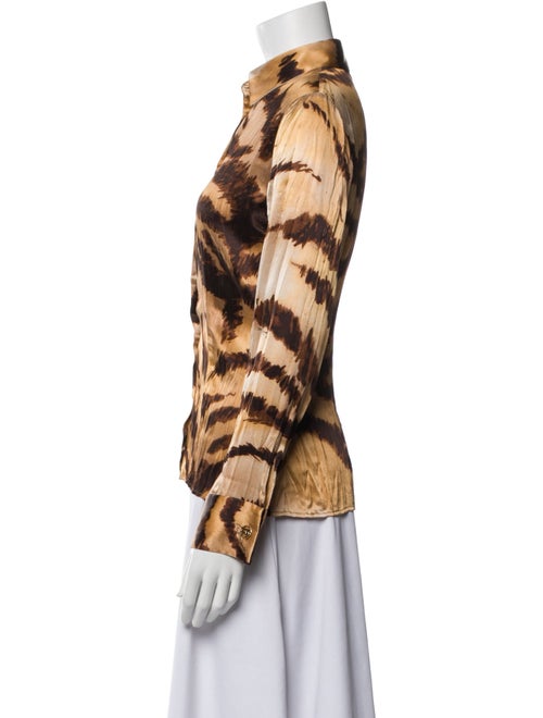 Roberto Cavalli Silk Animal Print Button-Up Top