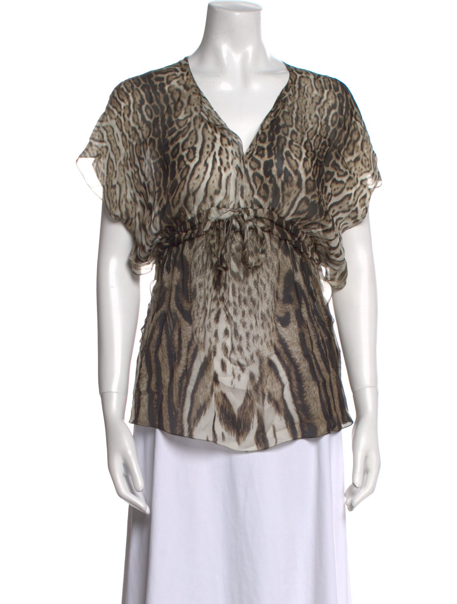 Roberto Cavalli Silk Animal Print Blouse