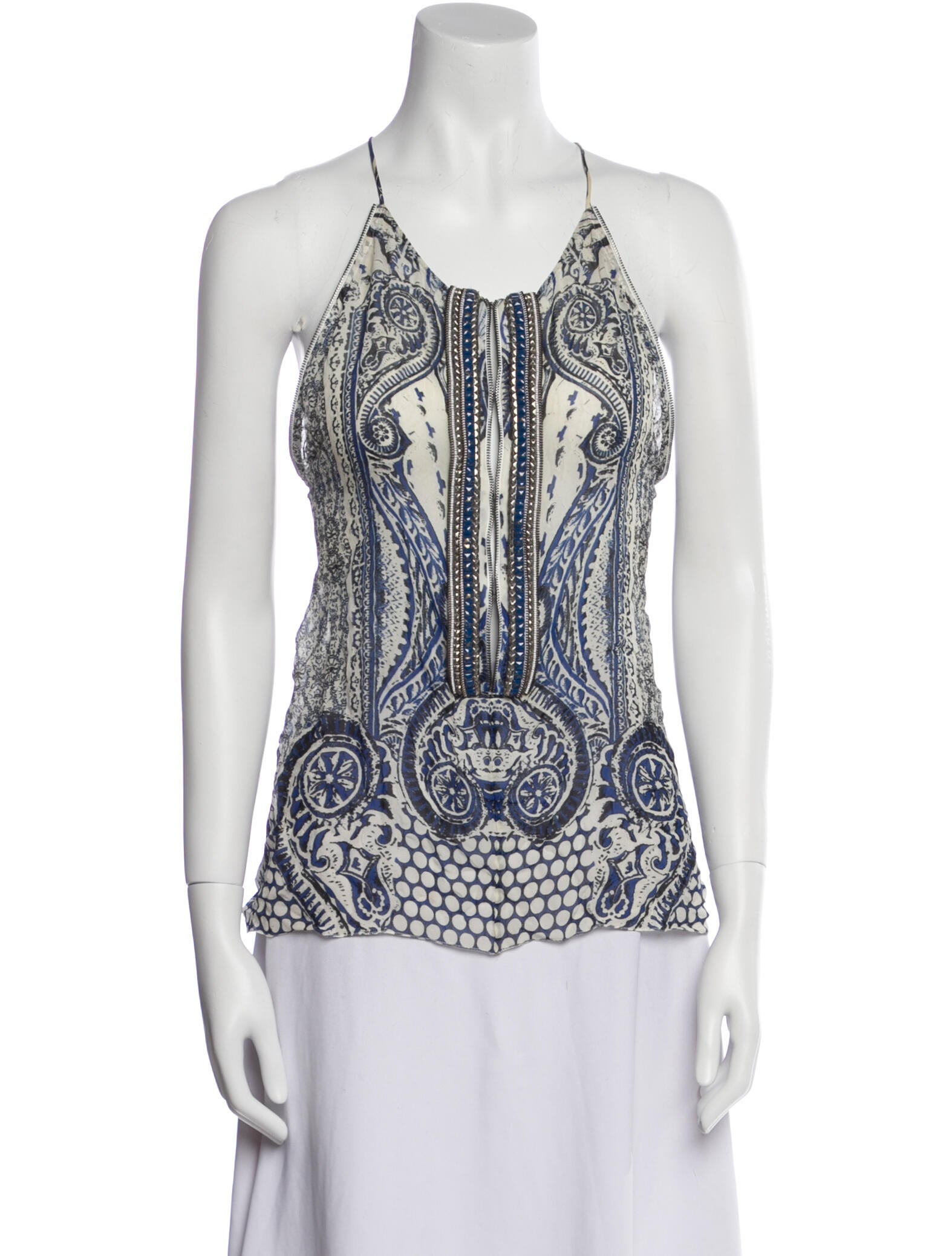 Roberto Cavalli Silk Paisley Print Top